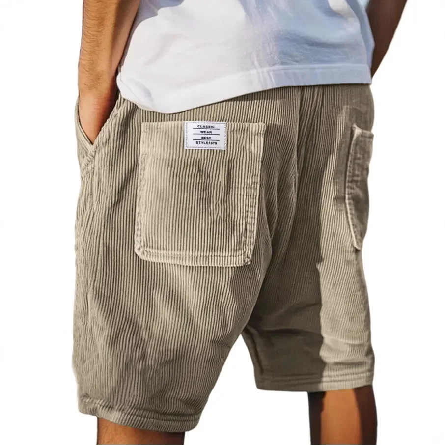 2025 American European New Fashion Men's Casual Trendy Solid Color Loose Wide Leg Knee Length Shorts Male Vintage Shorts Clothes