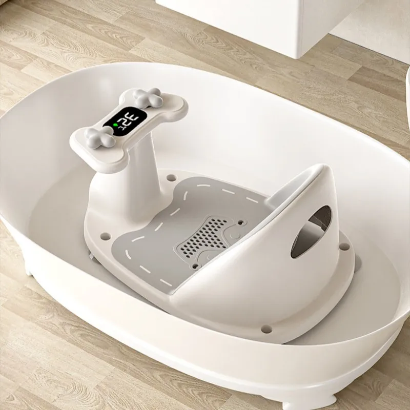 Digital temperature-sensing children's bath chair, baby bath, newborn baby bath tub seat, sitting and lying anti-slip bath stool