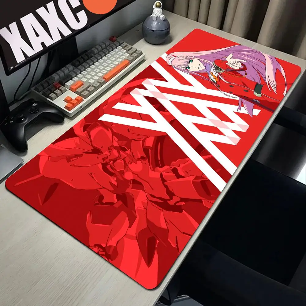 Large XXL Anime Pink Hair Girl Mouse Pad Cool Red Theme Gaming Desk Mat Non-slip Rubber Keyboard Pad for Laptop Desktop
