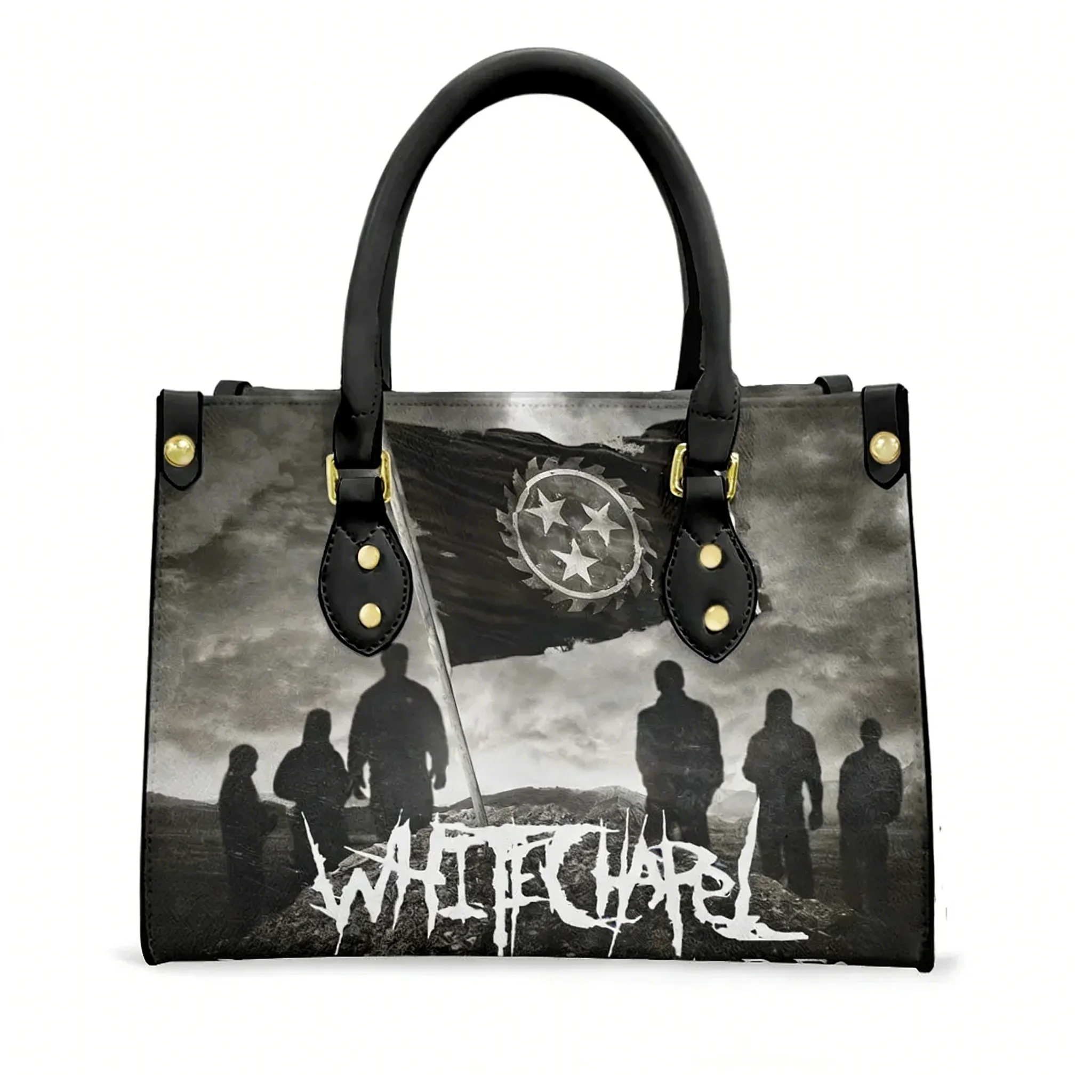 Whitechapel Heavy Metal Band Tote Bag Purse Womens Mens Personalized Text Image PU Leather Handbag Business Shopping Gift Bags