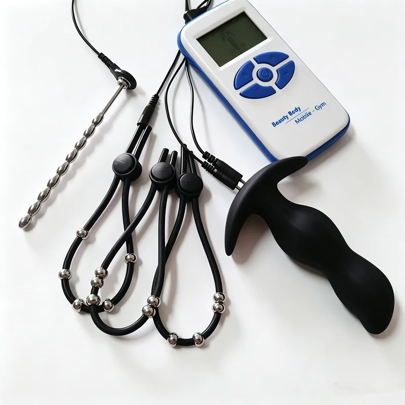 Male Penis Plug Electric Shock Metal Urethral Dilator Sounding Horse Eye Stick Silicone Cock Rings Anal Sex Toys for Men Gay