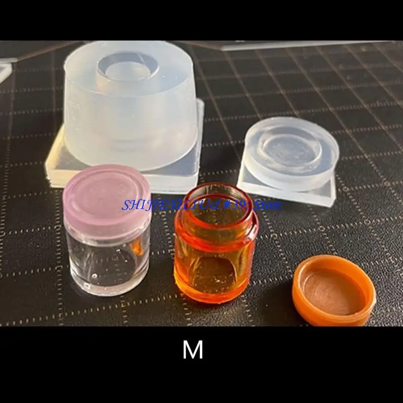 E21F Soft Silicone Mold for 3D Jar with Lid Cover Making DIY Handmade Craft Container