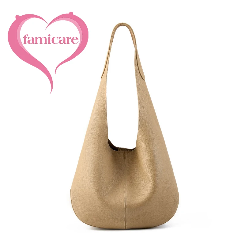 New Women Internet Celebrity Handbag With Large Capacity Top Layer Leather Tote Lady Single Shoulder Bag Female Handheld Bucket