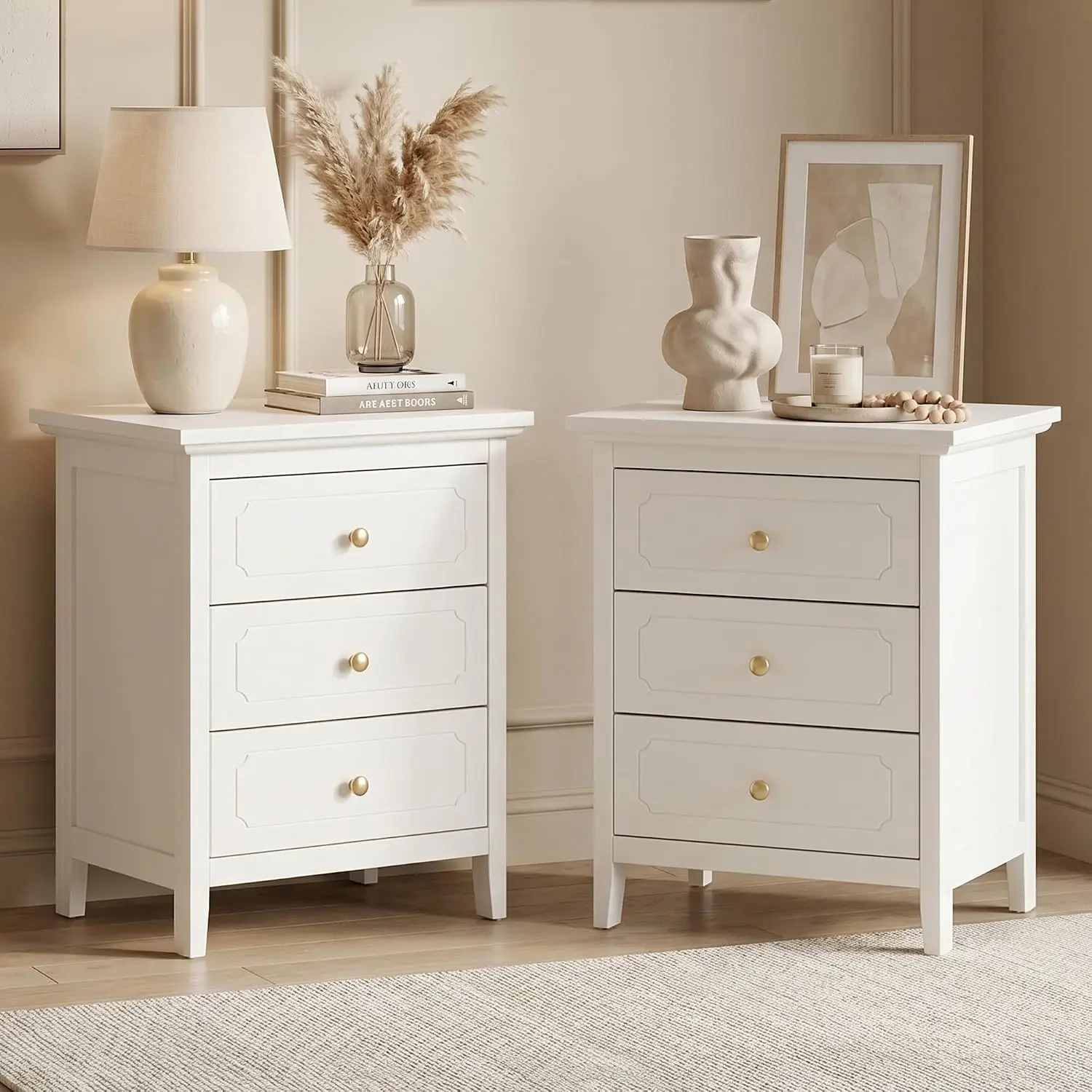 3 Drawer Nightstand, Modern Bedroom Storage Night Stand, Customized