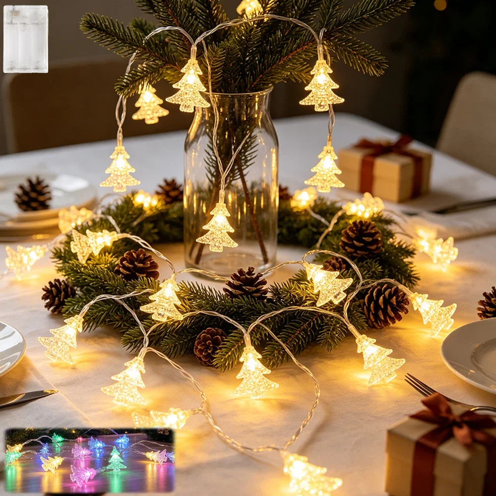 1pc Simulation Mini Christmas Tree LED Light String, Two Lighting Modes, Used for Christmas Tree Dining Table Indoor Party Decor