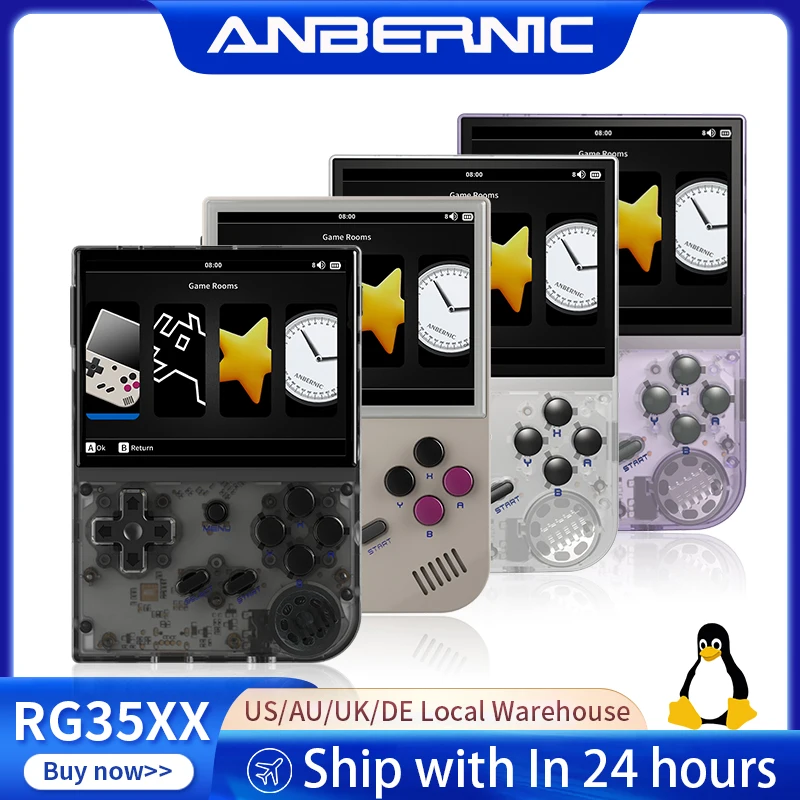 ANBERNIC 2024 New RG35XX Retro Handheld Game Console 3.5'' IPS Screen HDM-I TV Output 2600mAh Linux Portable Pocket Video Player