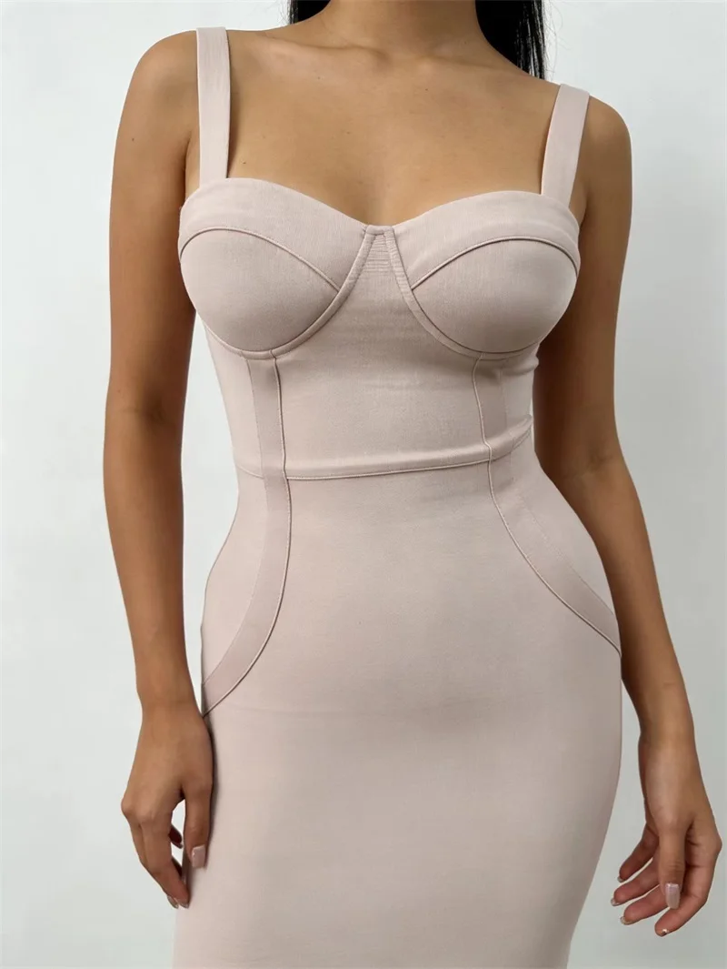 Sexy Beige Sheath Prom Dress Stripe Sleeveless Short Mini Party Gown Bandage Formal Bridal Wedding Birthday Robe