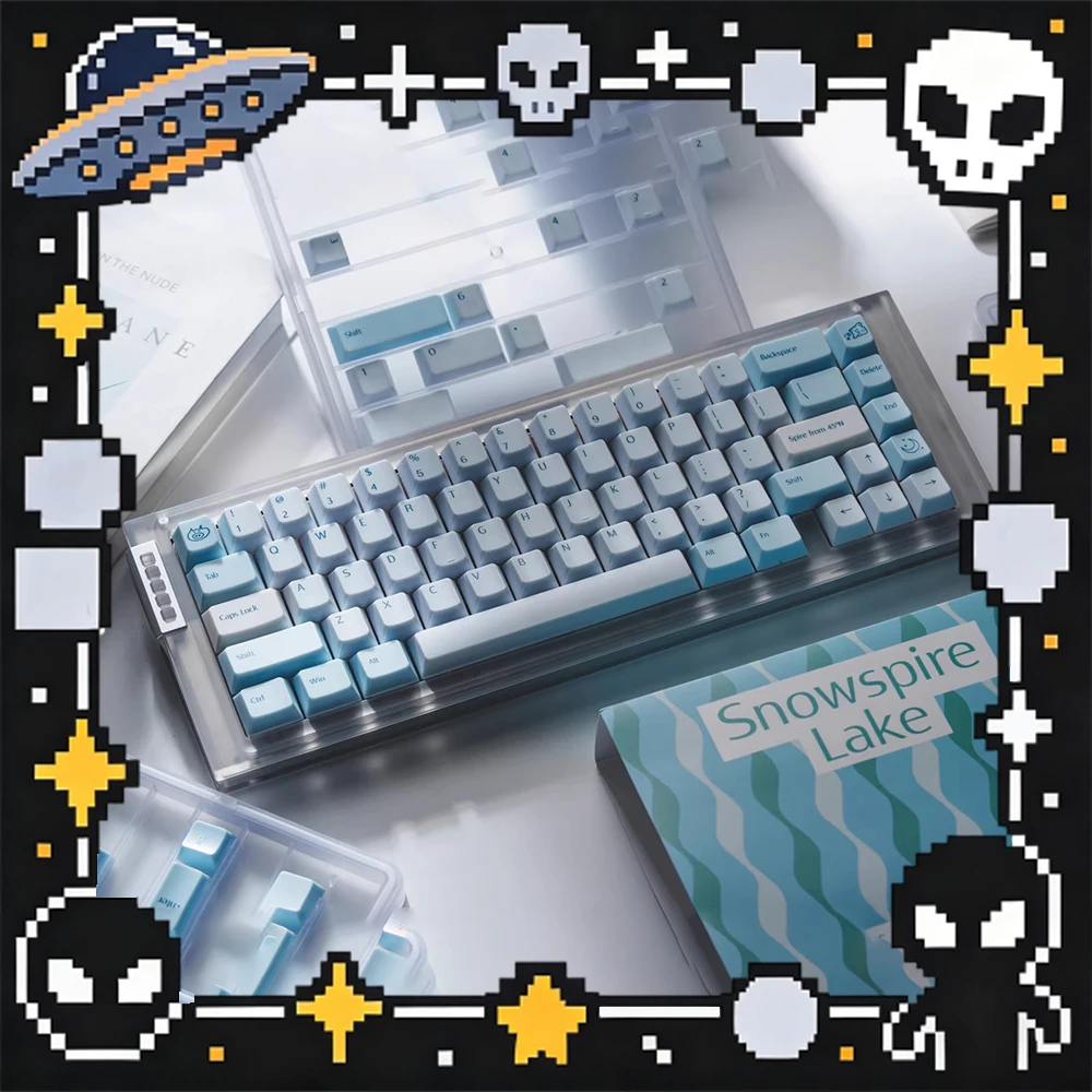 Keys in cheese Snowspire Lake PC Original Factory Height Keycaps UV Process 132 key Keyboard Keycaps For PC Accessories Gifts