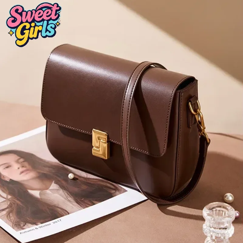 Genuine Leather Crossbody Bag Women Fashion Small Square Bag High Quality Cowhide Women's Commuter Shoulder Bag