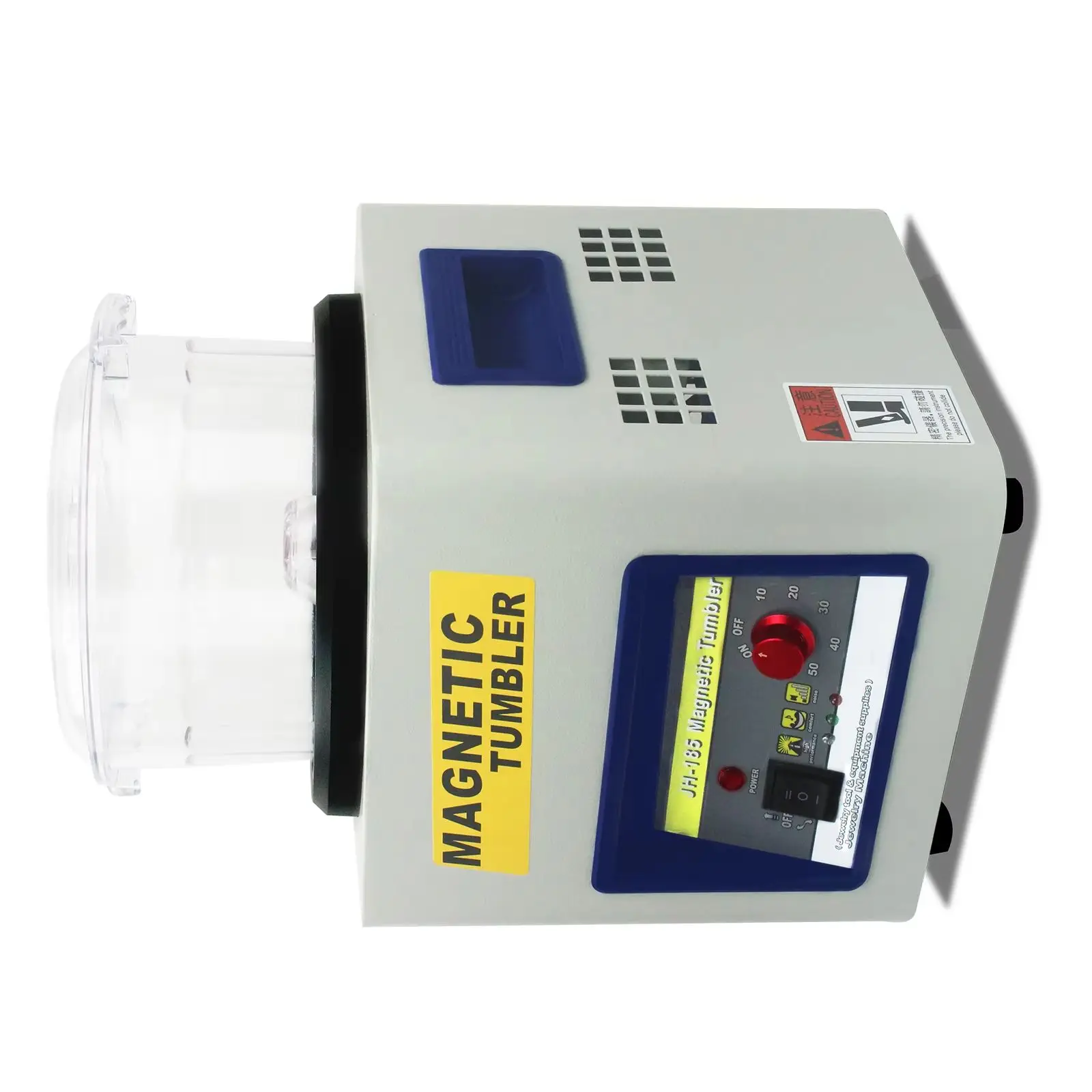 JH185 Magnetic Tumbler 7.3 Inch Jewelry Polishing Machine 2000RPM Variable Speed Gold Silver Surface Finishing Tool