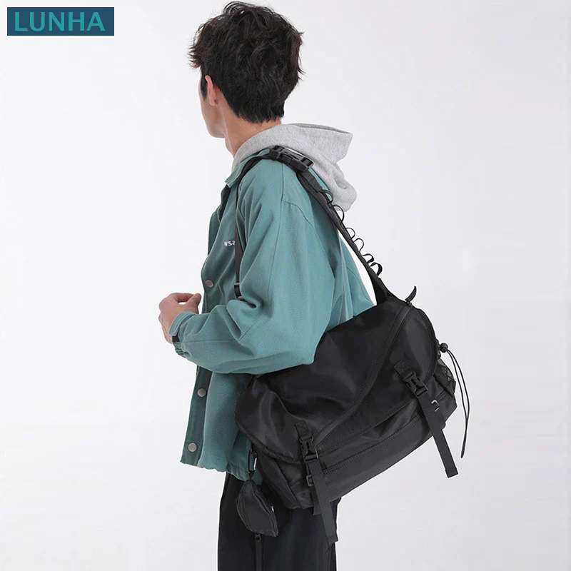 Men Oxford Large Capacity Messenger Bag Casual Water-Resistant Crossbody Shoulder Bag Outdoor Laptop Bag with Adjustable Strap