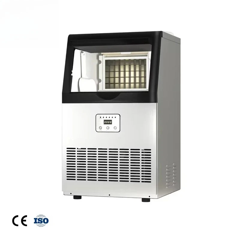 Commercial Ice Maker Machine Stainless Steel 40KG Daily Production 33lbs Storage for Restaurant Office Bar Home Use