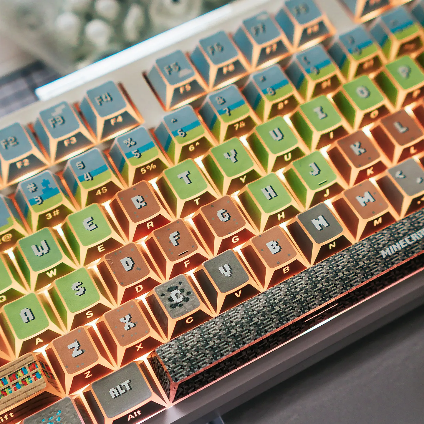 Pixel Style Keycaps Folding Edge Angle Through Side Carving PBT Sublimation Cherry Key Cap for Magnetic Axis Mechanical Keyboard