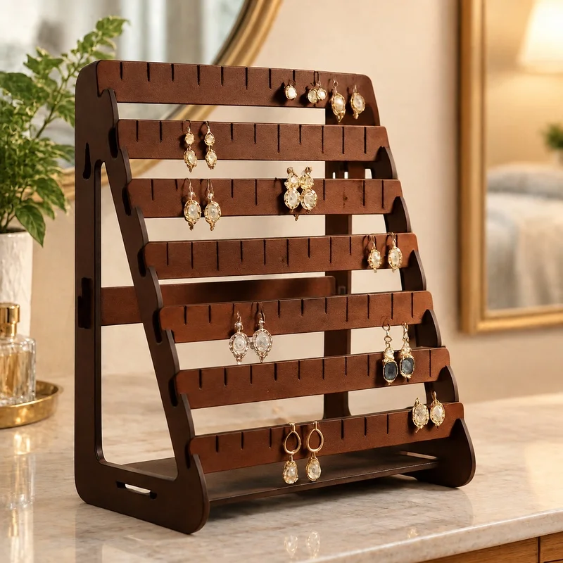 Spacious Earring Organizer Stand for Vanity or Dresser, Durable Jewelry Display Rack
