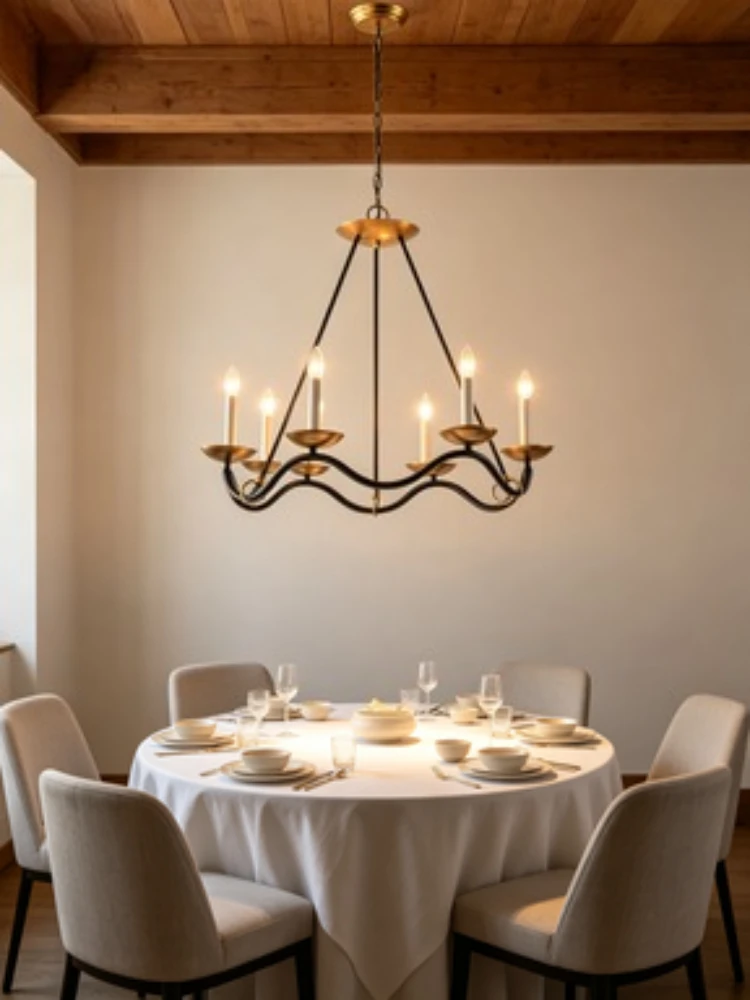 American style minimalist living room chandelier villa personalized creativity French retro lighting hall main light