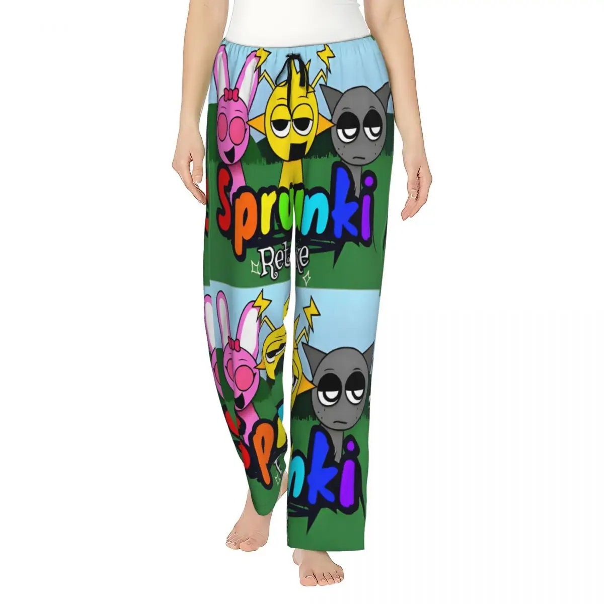 Sprunki Games Girl's Lounge Pants with Pockets Cartoon Pajama Pants Home