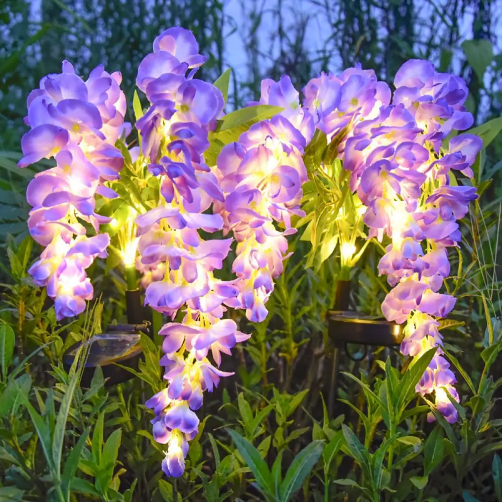Wisteria Flower Solar Garden Lights Outdoor Waterproof LED Landscape Stake Decor For Pathway Yard Patio Lawn