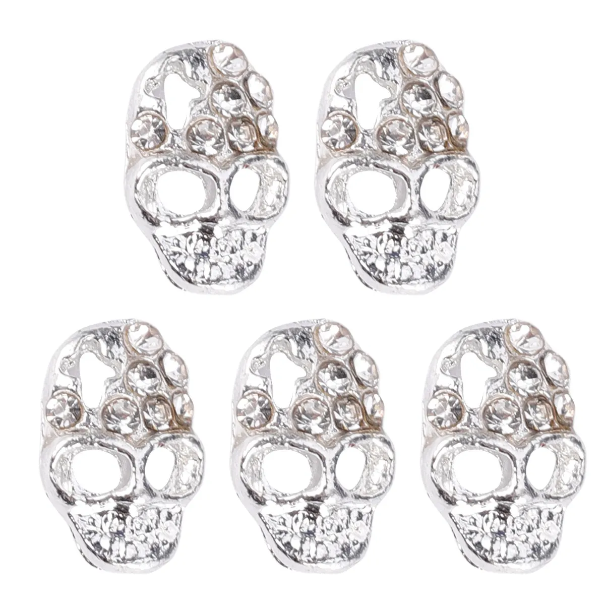 10Pcs Nail Art Accessories Skull Gems Rhinestones Halloween Stickers for DIY Manicure Sparkle Skull Gems Decal