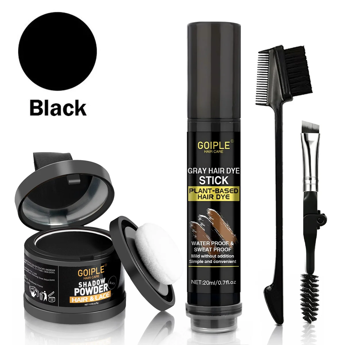 Black Hair Shadow Powder,Hair Root Cover Up Natural Instant Complementary Color,Gray Hair Dye Stick Temporarily Cover White Hair