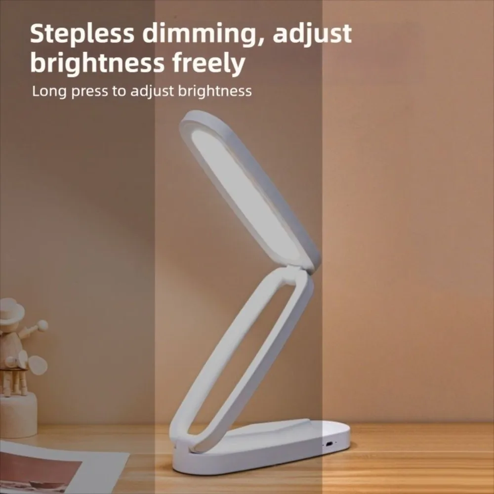 LED Charging Study Reading Light Portable 180 Foldable Three-Fold Night Light 3 Colors Modern Touch Control Desk Lamp Dormitory