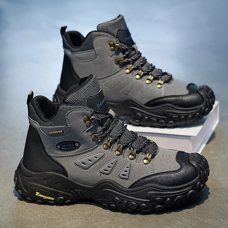 Large Size Men Shoes High-top Hiking Boots Non-slip Outdoor Off-road Sports Shoes Thick Bottom Anti-slip Mountain Climbing Shoes