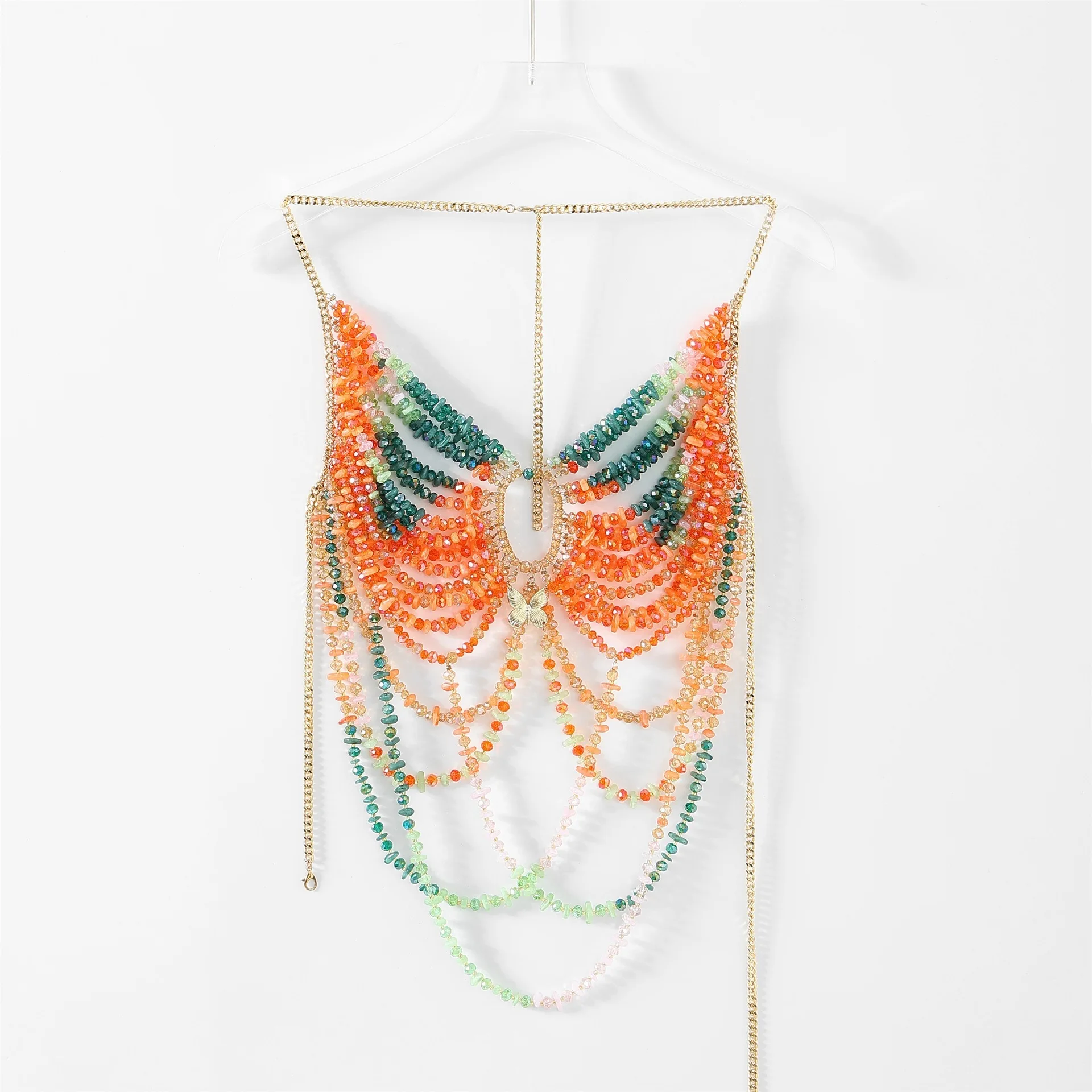 Beaded Hot Girl, Body Chain, Chest Accessories, Hanging Neck, Outer Top, Trendy Women'S Bra, Sexy And Colorful Bead Strapless