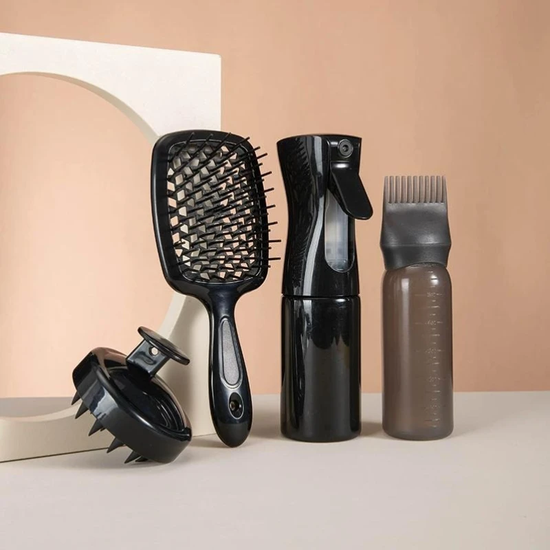4pcs Hair Tool Set Air Cushion Hollow Comb Scalp Massage Comb Hair Washing Combs Brush Hair Spray Bottle Salon Hairdressing Tool