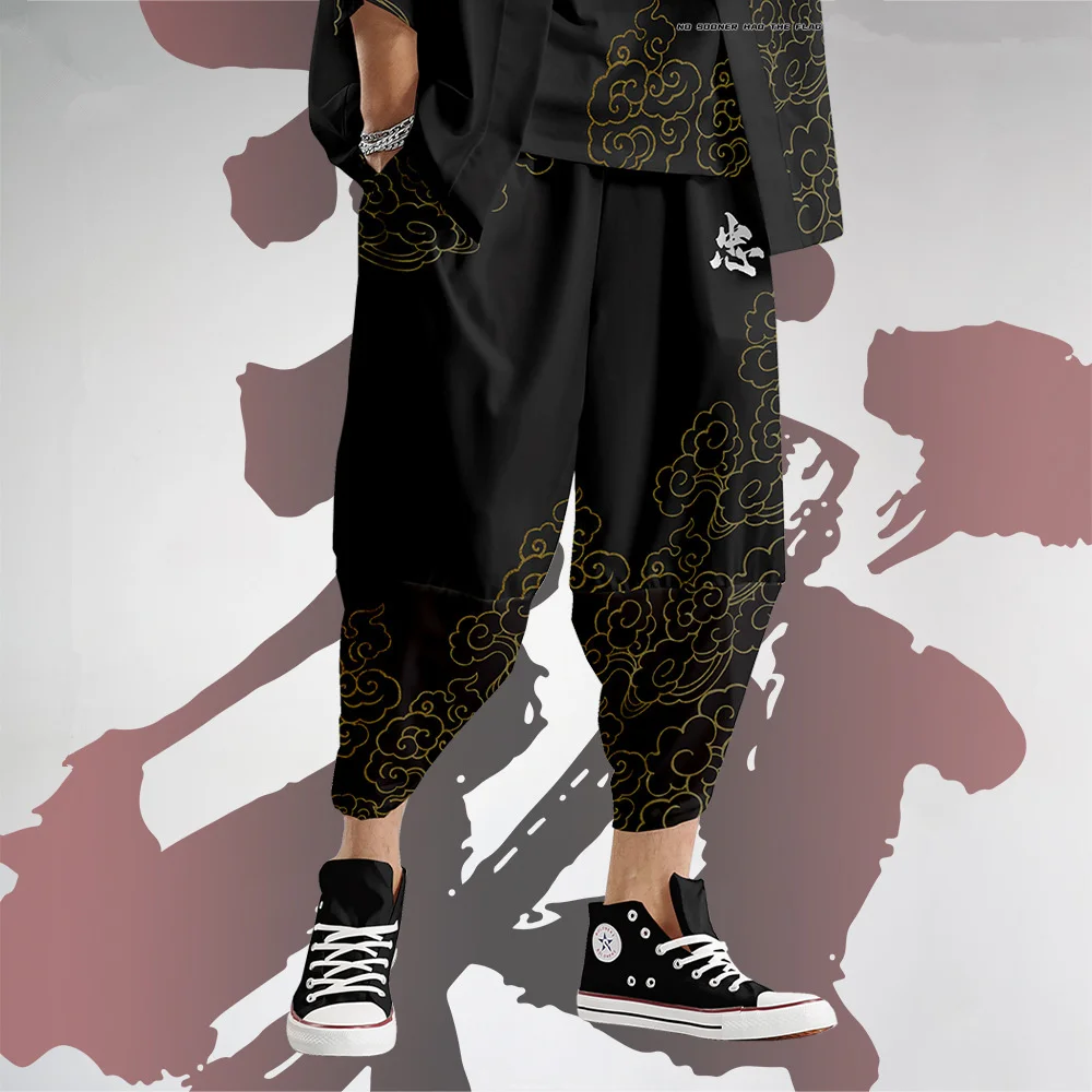 Japanese Style Kimono Pants Men Cosplay Traditional Samurai Thai Harem Pants Harajuku Streetwear Men's Trousers Cosplay Costume