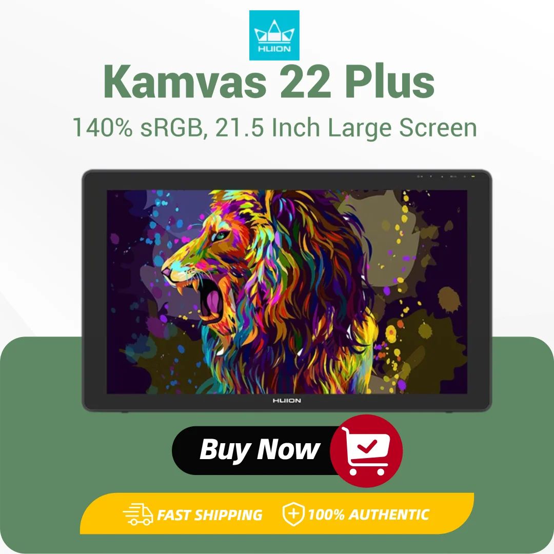 Huion Kamvas 22 Plus 21.5 Inch Graphics Tablet Screen Anti-glare Glass 140%sRGB Drawing Monitor Linux MacOS Android Compatible