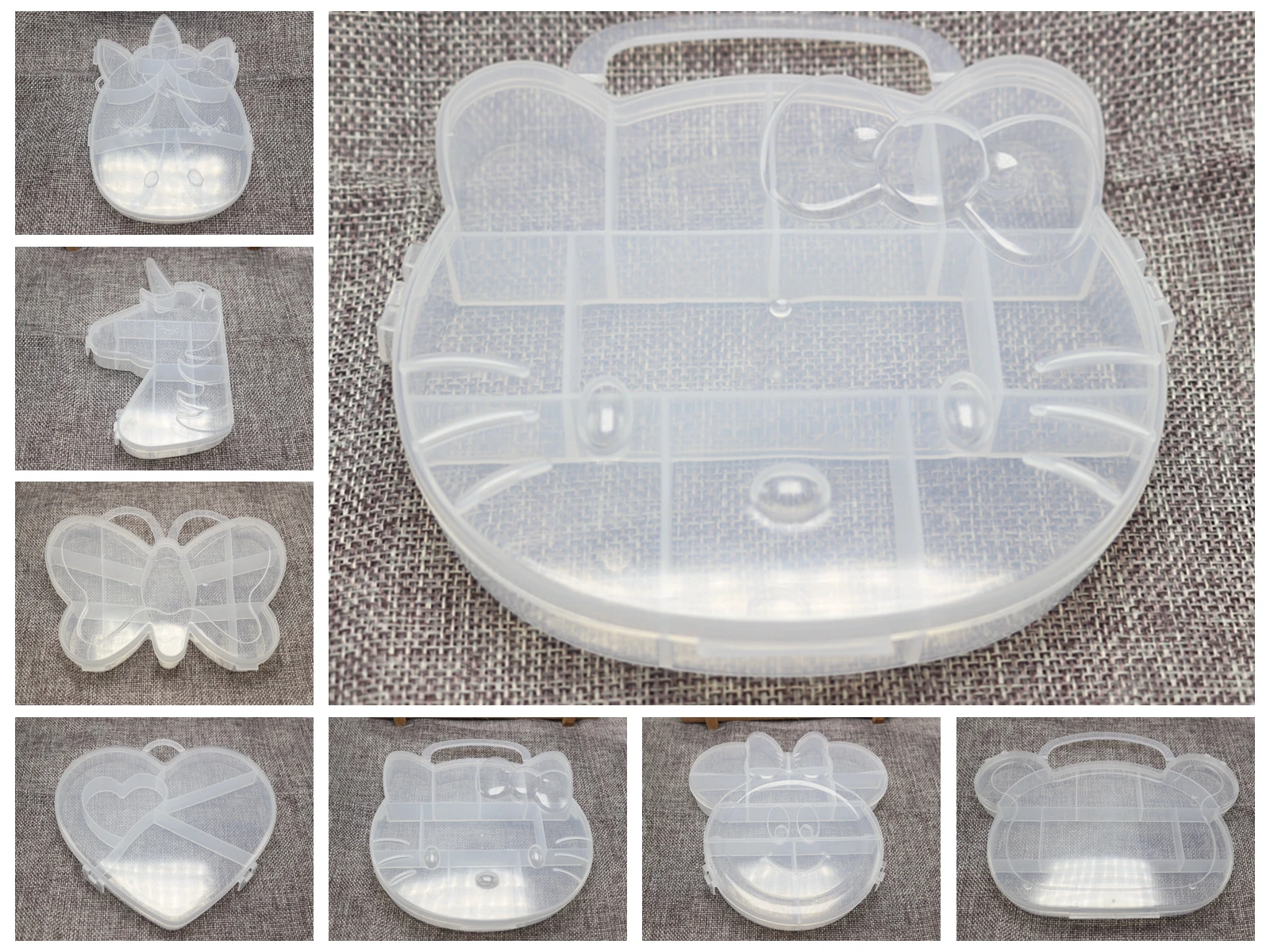 Clear Plastic Organizer Case Compartments Jewelry Beads Display Plastic Storage Box