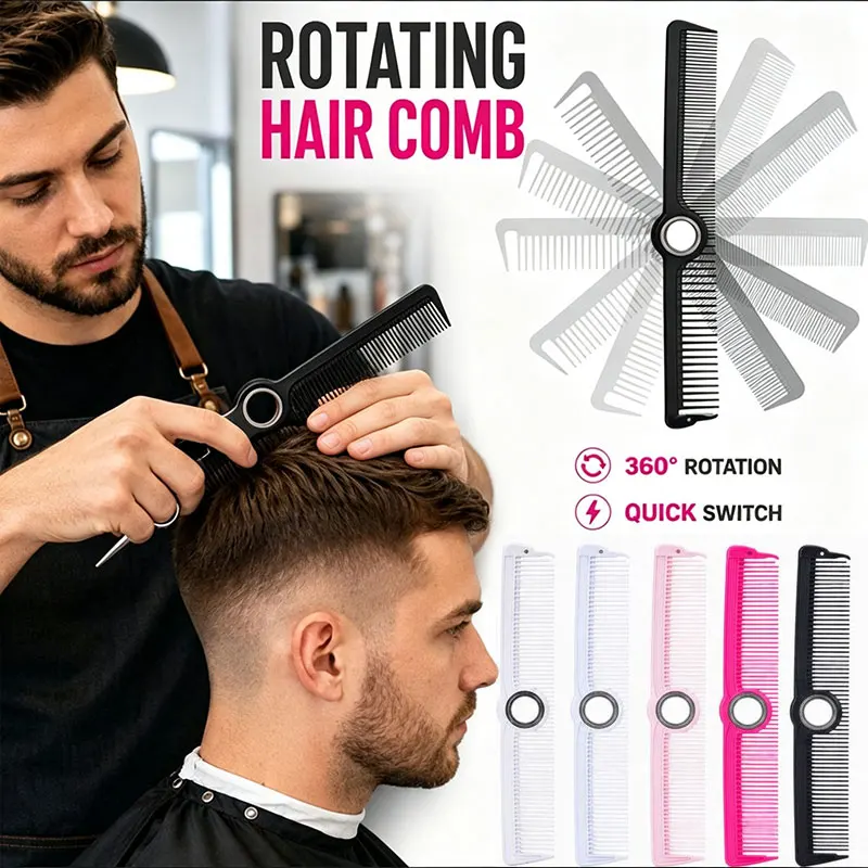 Barber Comb Professional Barber Spining Comb, Portable Salon Barber Hair Comb Detangling Comb, Salon Home Hair Styling Tools