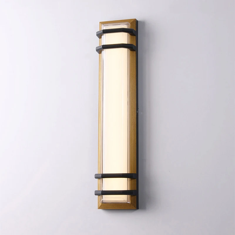 Simple Outdoor LED Waterproof Black Gold Rectangular Aluminum Wall Lamp Lighting Garden Gate Post Outdoor Exterior Wall