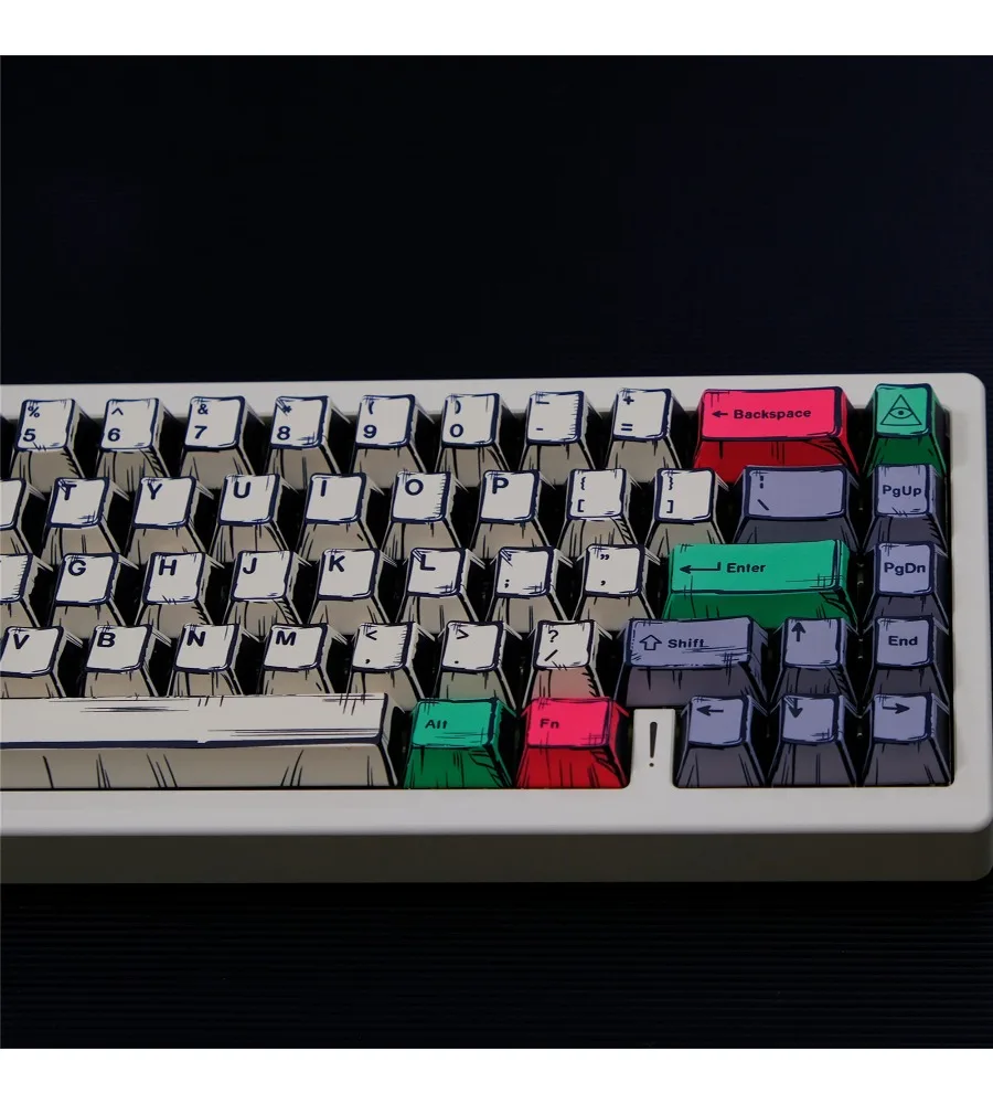 Dark canvas comic keycaps PBT original highly sublimated mechanical keyboard custom wooting keycaps