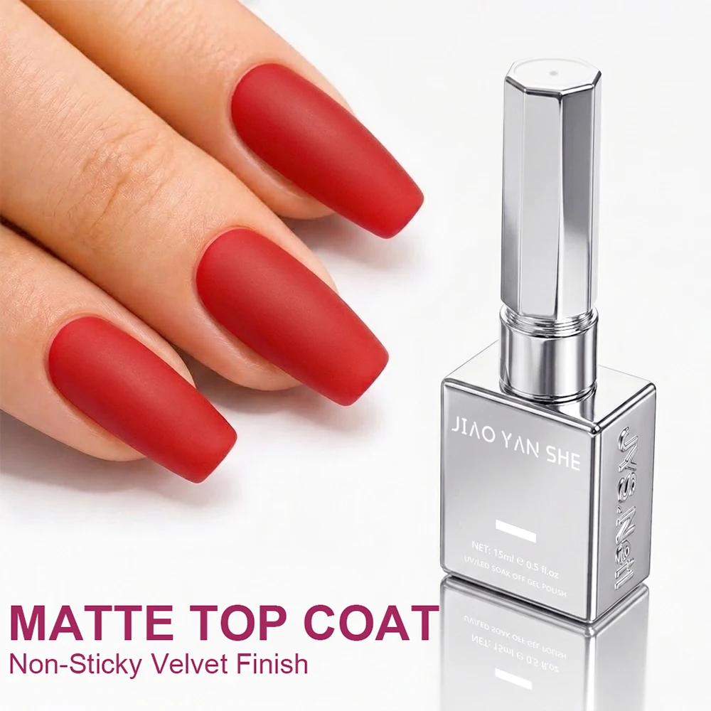 JIAO YAN SHE 15ml Non-sticky Matte Top Coat,No Wipe Sealer Gel Finish,For Salon Or Personal Use,UV/LED Soak Off