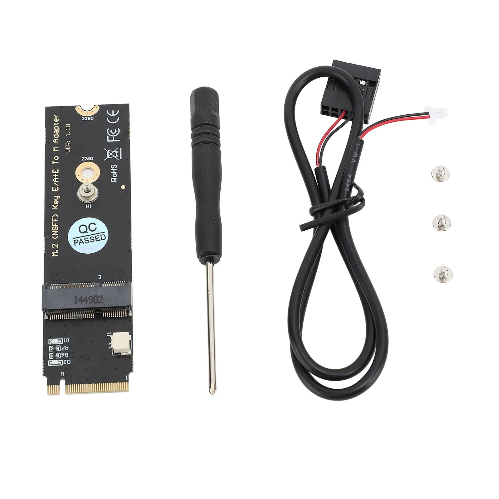 M.2 NGFF A E Key WiFi Bluetooth Card to M.2 Key M SSD Adapter Plug and Play for Intel AX200 AX201 AX210 M.2 Key M Adapter Card