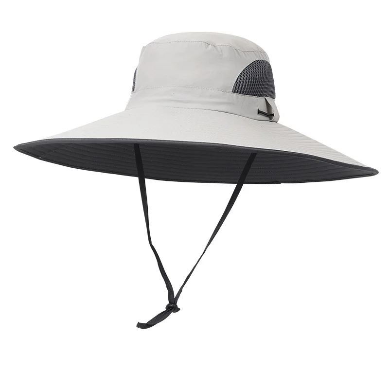 Men's 15CM Wide Brim Sun Hat Color Block Summer Outdoor Hiking Travel Breathable UV Protection Cap