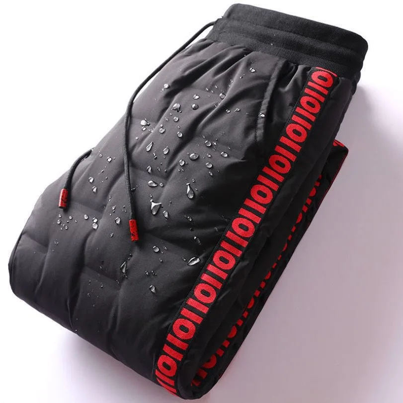Men's Outdoor Winter Thickened down Trousers Windproof Waterproof Coldproof Warm Cotton Pants Drawstring Leisure Straight Leg...