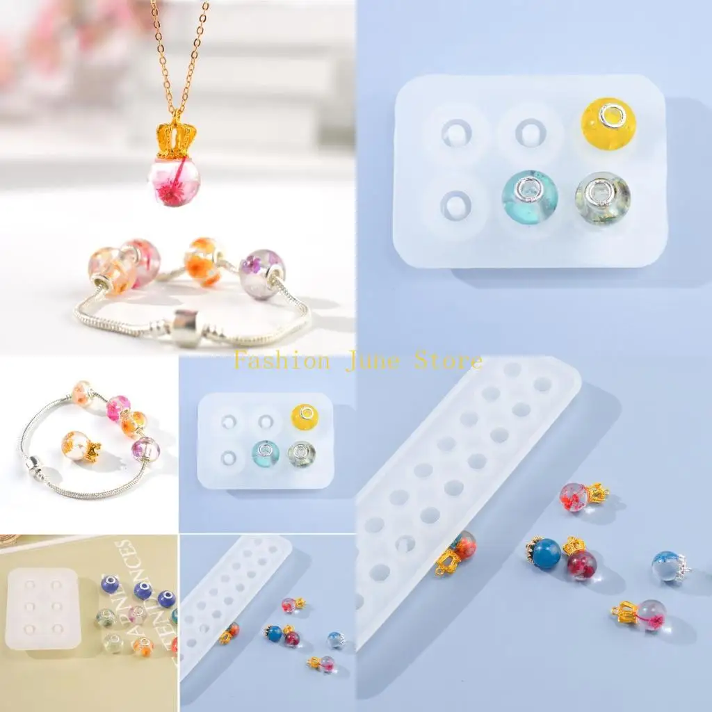 N5KA Bead Pendant Casting Mould Jewelry Making Mold Resin Silicone Bracelet DIY Craft