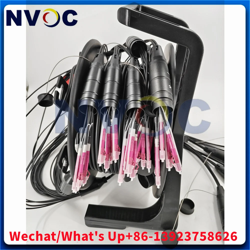 24Cores 50M  OM4,7.0mm Armored TPU Black Cable,PDLC/UPC-PDLC/UPC  Fiber Armored Fiber Patch Cord With PCD310 Reel