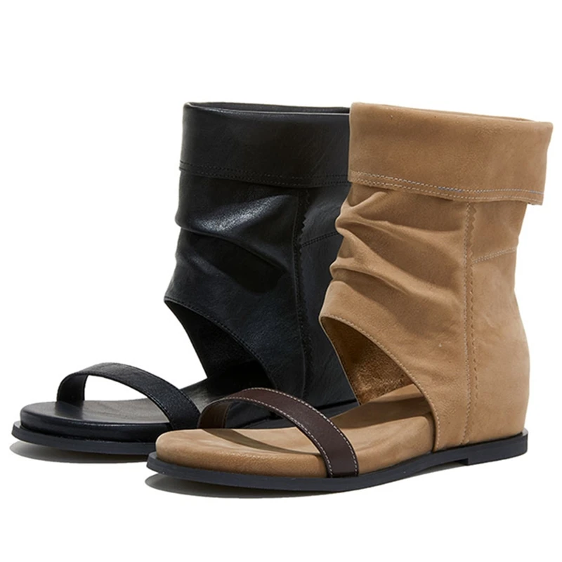 AIYUQI 2026 New Women's Sandals Boot Flat Mid-Calf Thong Sandals Boots Women Plus Size One-Strap Fashion Boots female