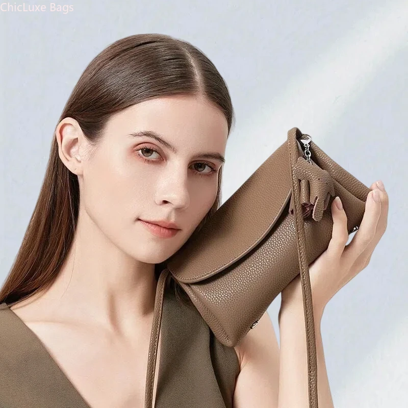 New Fashion Genuine Leather Small Crossbody Bag Women Mini Shoulder Bag Trendy Casual Coin Phone Bag Everyday Handbag