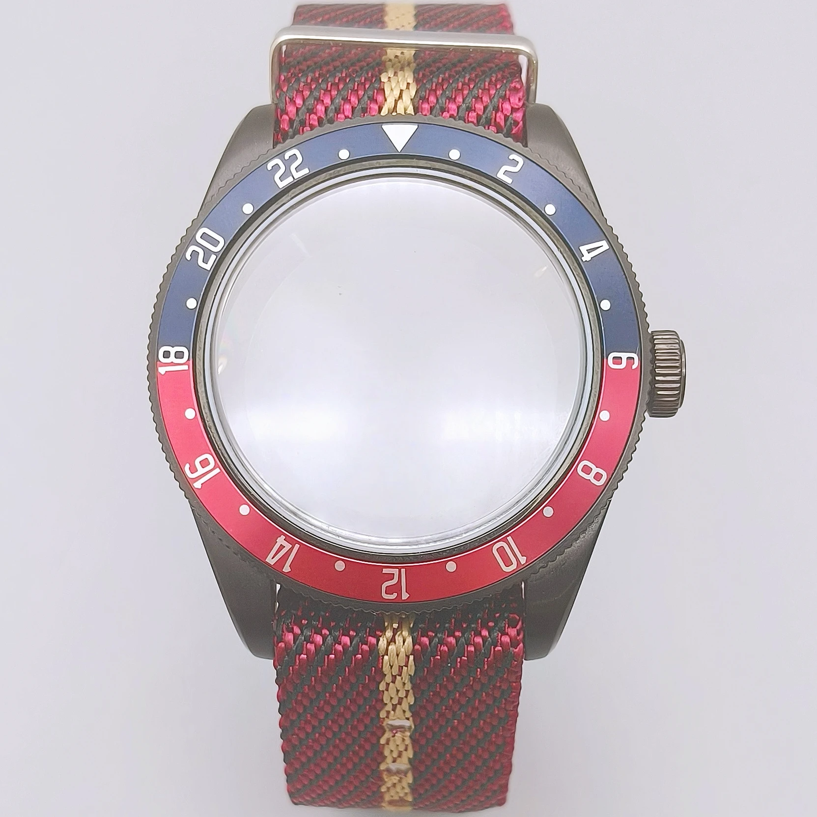 39mm Watch Parts Of Black Case Sapphire Glass Bezel Fit GMT NH34 Automatic Movement