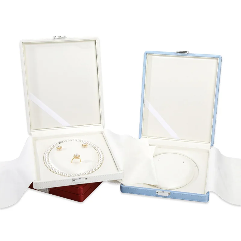 Jewelry Box PU Leather Necklace Storage Case Pearl Jewelry Organizer Display Box for Women Gift