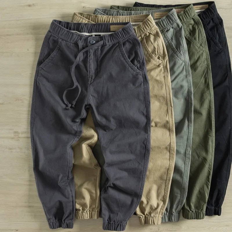Men's Pure Cotton Work Pants Durable Spring Autumn Wear for Labor Protection Long Casual Trousers Comfortable Loose Fit