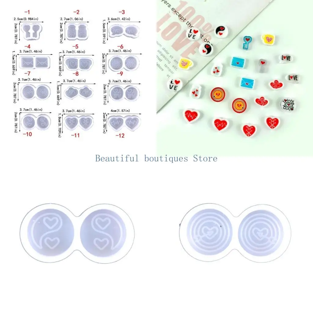 U4LF Fashionable Earring Heart Silicone Mould Set Accessory Portable for Stylish Jewelry Making Resin Casting Set