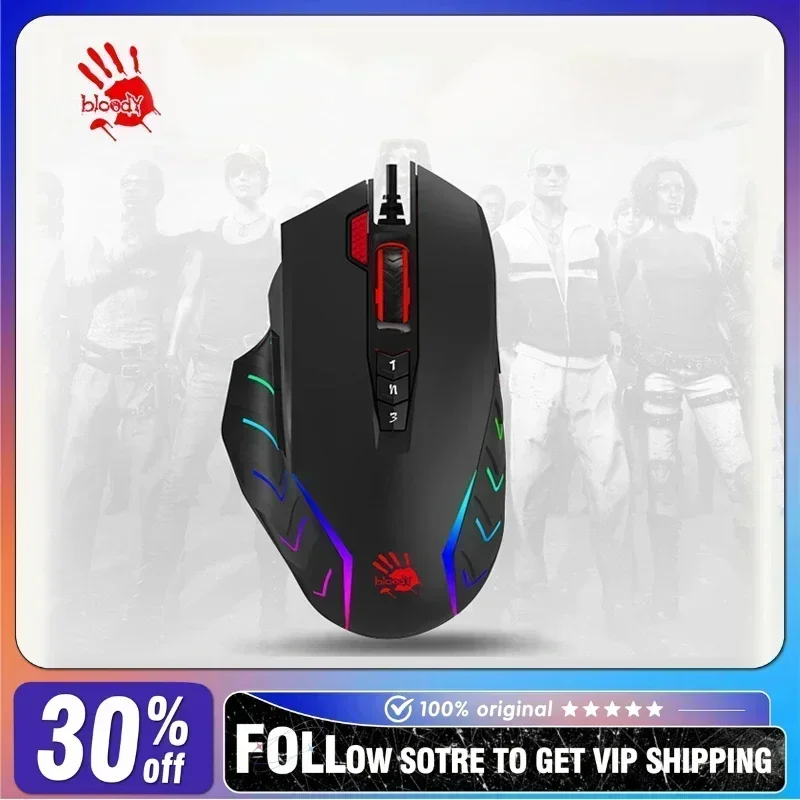 A4Tech Bloody J95s Wired Mouse Programmable Automatic FM 5k Optical Engine Pc Ergonomics RGB E-sports Gaming Mouse Cf PUBG