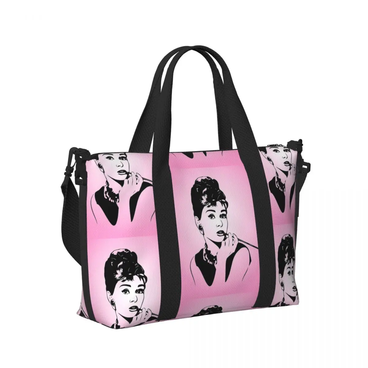 Audrey Hepburn Pop Art Beach Travel Bag Large Capacity Tote Bags for Gym Sport Women Shopping Duffle Shoulder Bag