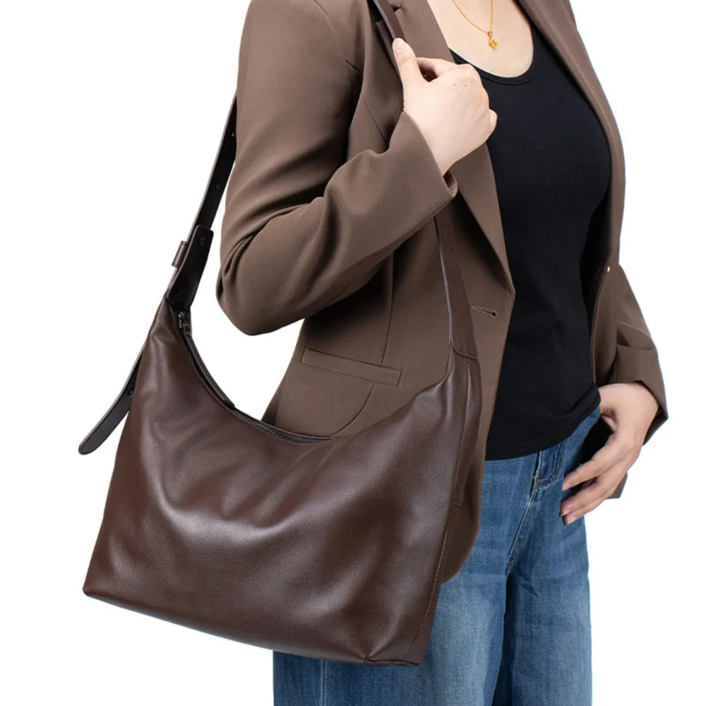 Lady Crossbody Bag Genuine Leather Underarm Tote Bag For Women Dumpling Bag Famale Shoulder Bag Woman Handbag Cowhide Hobo Bag