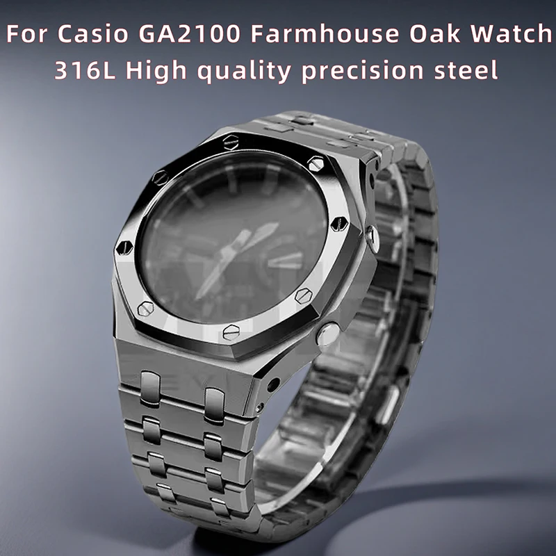 For Casio G-SHOCK Farm Oak GA2100/GA2110 Stainless 316L watch Strap Kit GA-2100 GA-B2100 Metal Case watchband men Bracelet