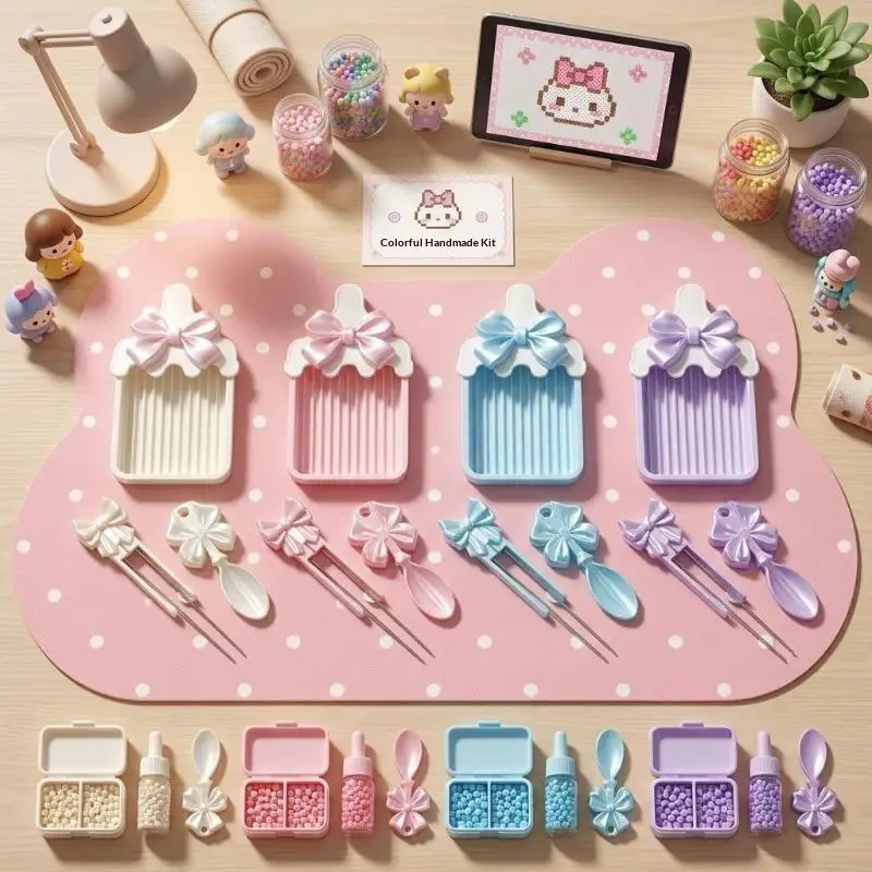 Creative Fuse Beads Tools Set Efficient Bowknot Perler Bead Auxiliary Tool Kit DIY Save Time Fuse Beads Spoon Pen Tray Kits